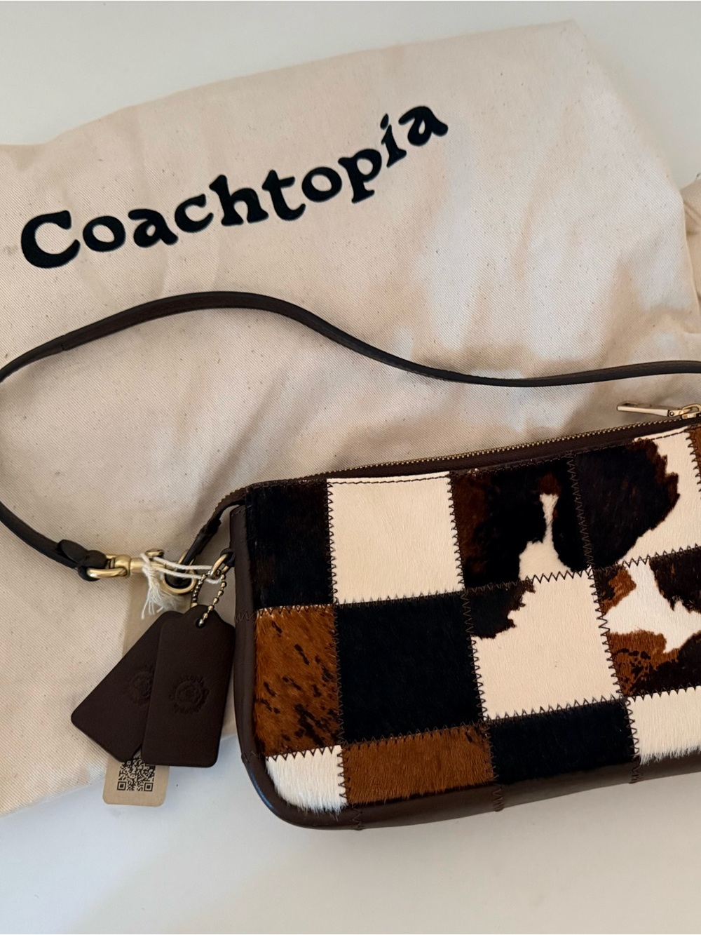 Coachtopia Patchwork Cow Print Plaza Bag